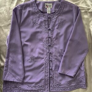 Vintage Purple Embroidered Top Oriental Chinese Style